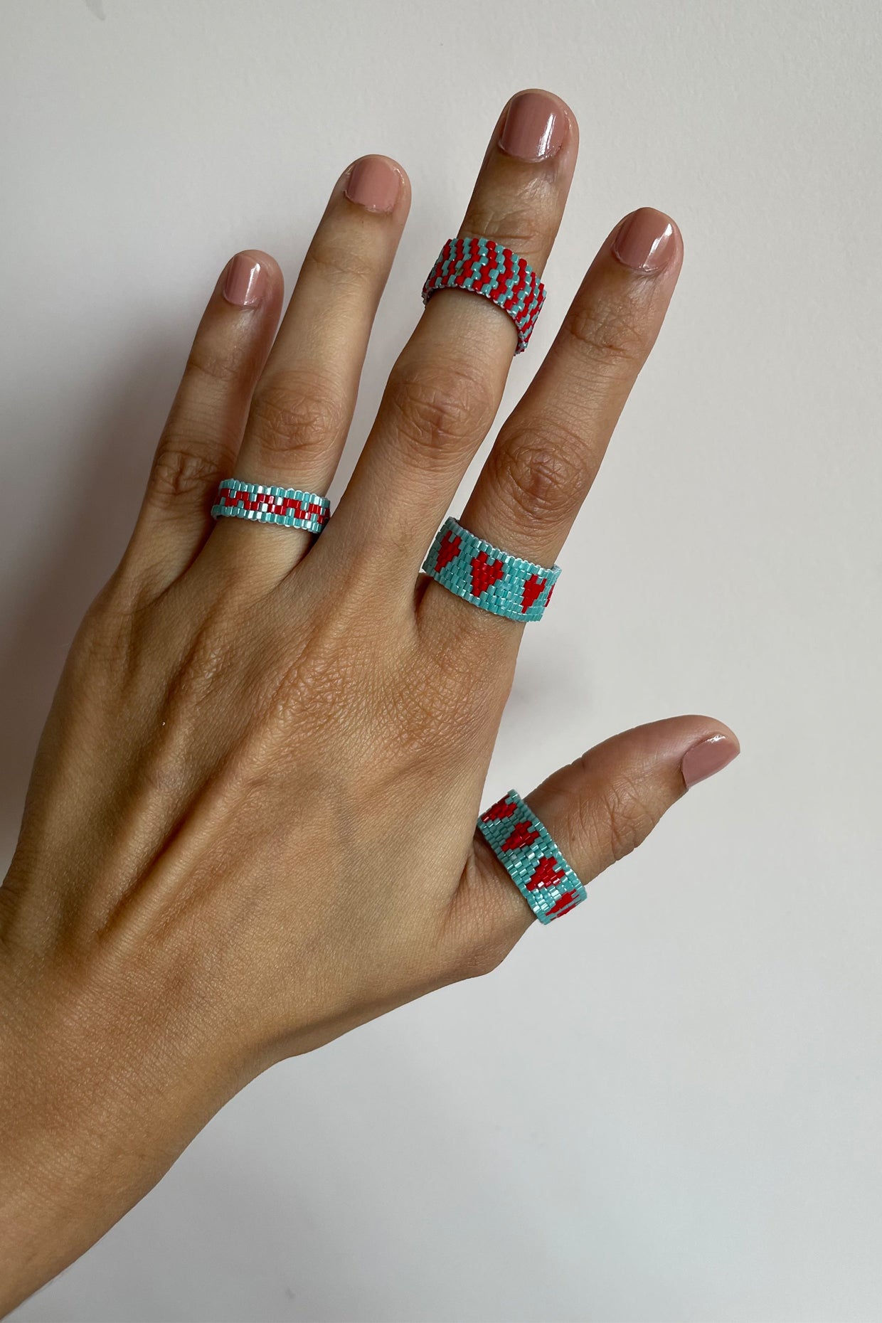 Red-Blue Heart Ring