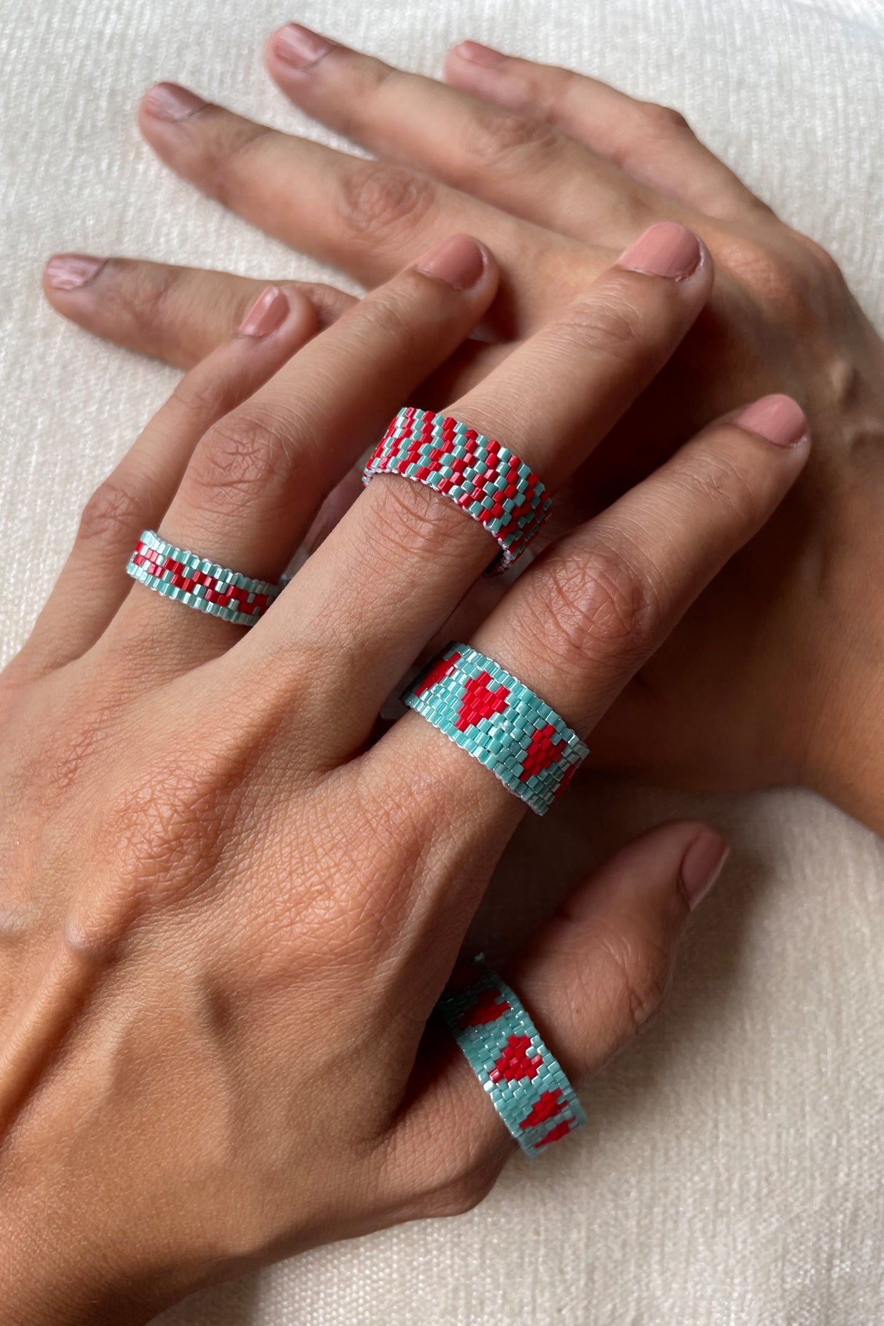 Red-Blue Heart Ring