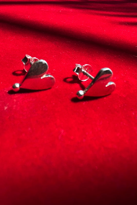 Mehboob Silver Heart Studs