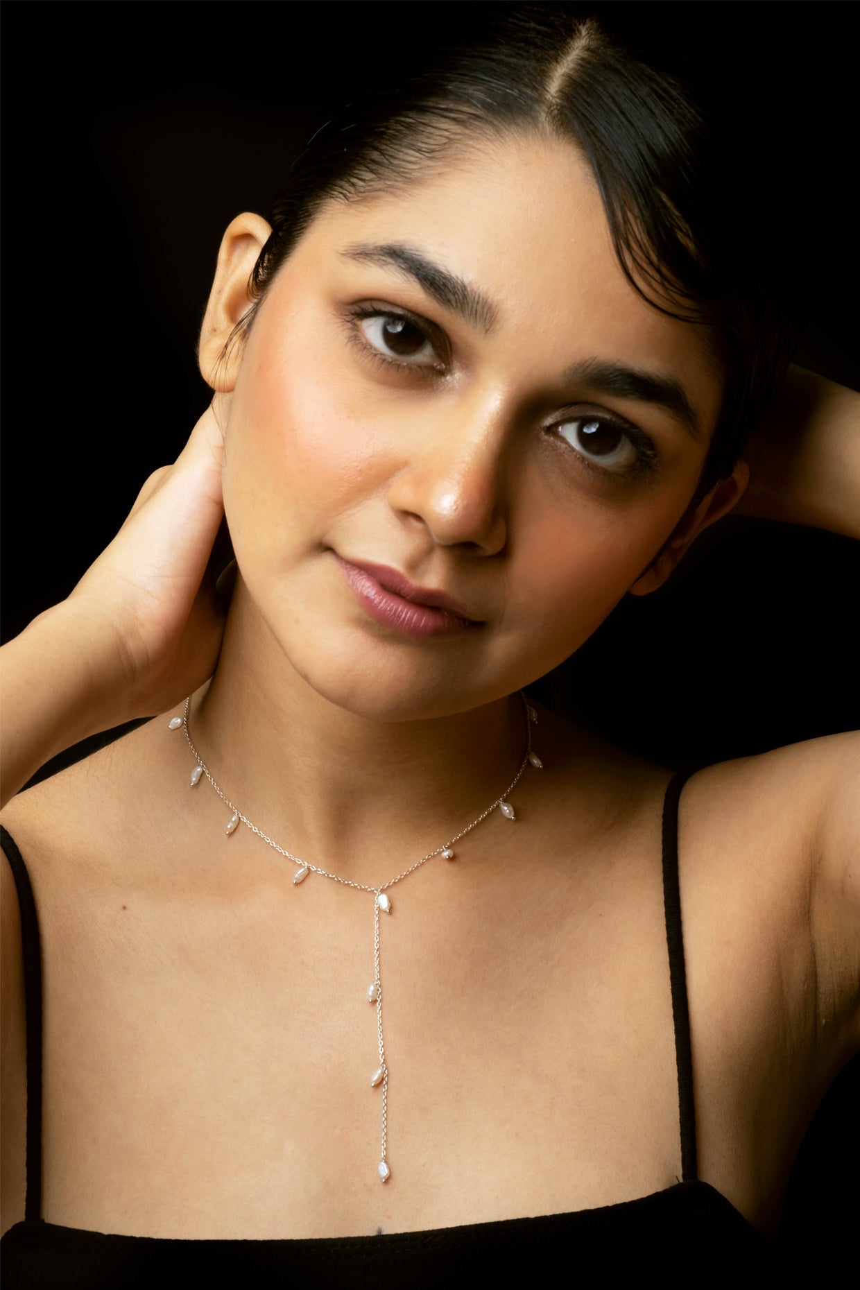 Rohini Rice Pearls Long "Y" Chain