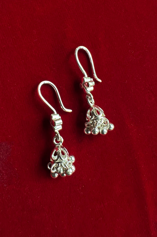 Kinkini Jhumki Earrings Silver