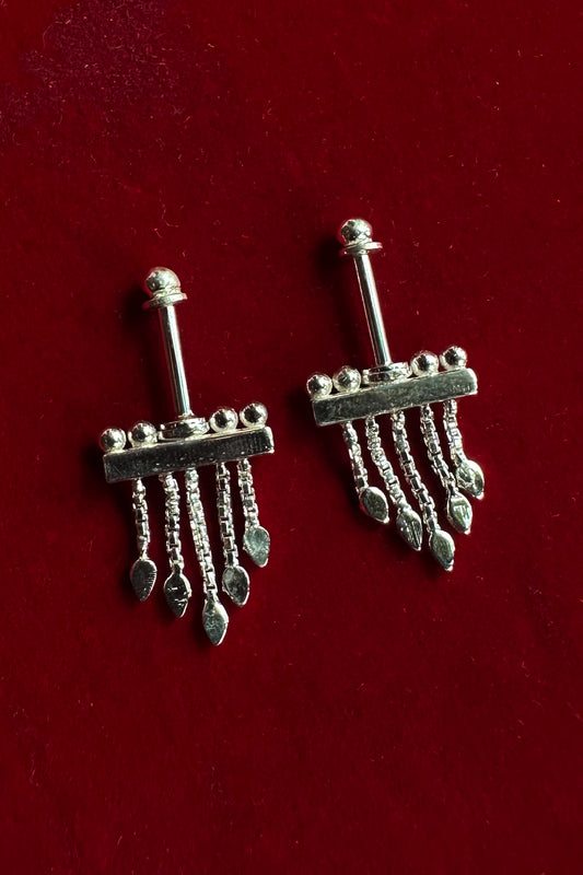 Kuhu Bugadi Earrings (Pierced) Silver