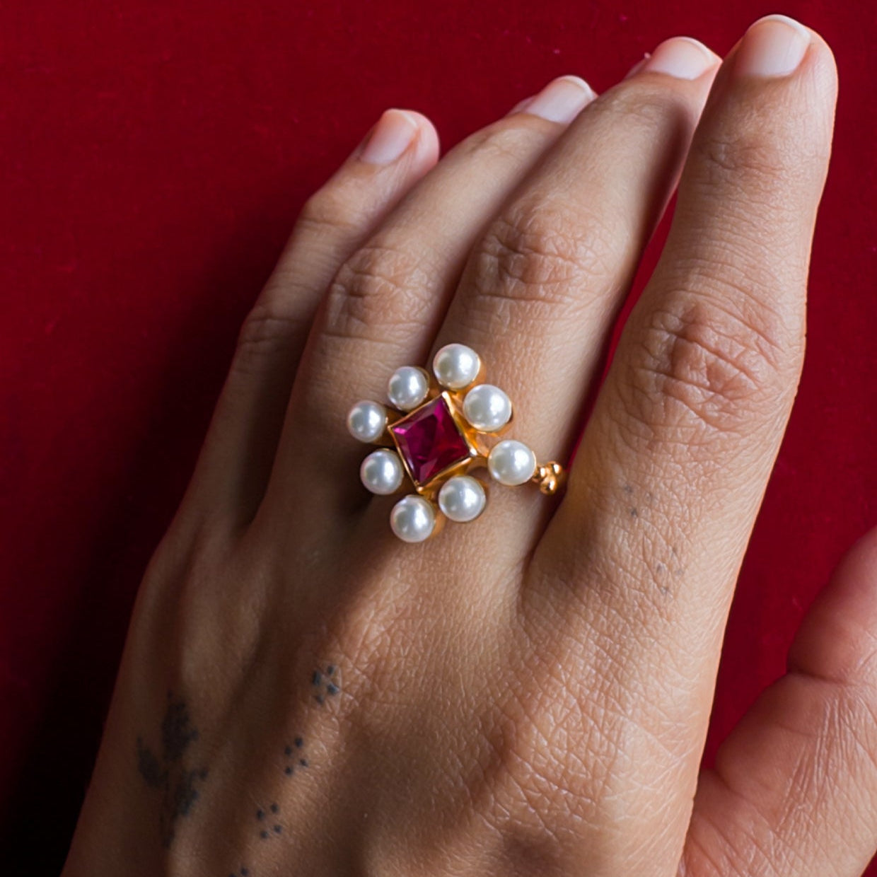 Vasudha Freshwater Pearls Ring