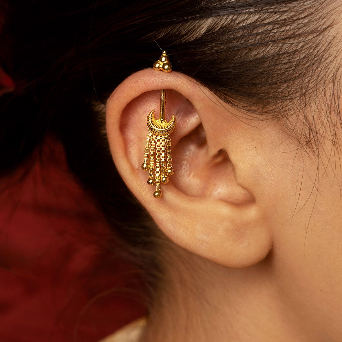 Suman Bugadi Earrings (Pierced) 18k Gold Plated