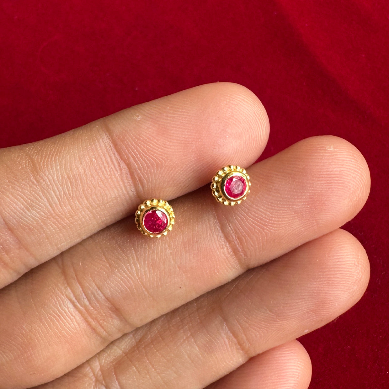 Tarini Red Stone Studs