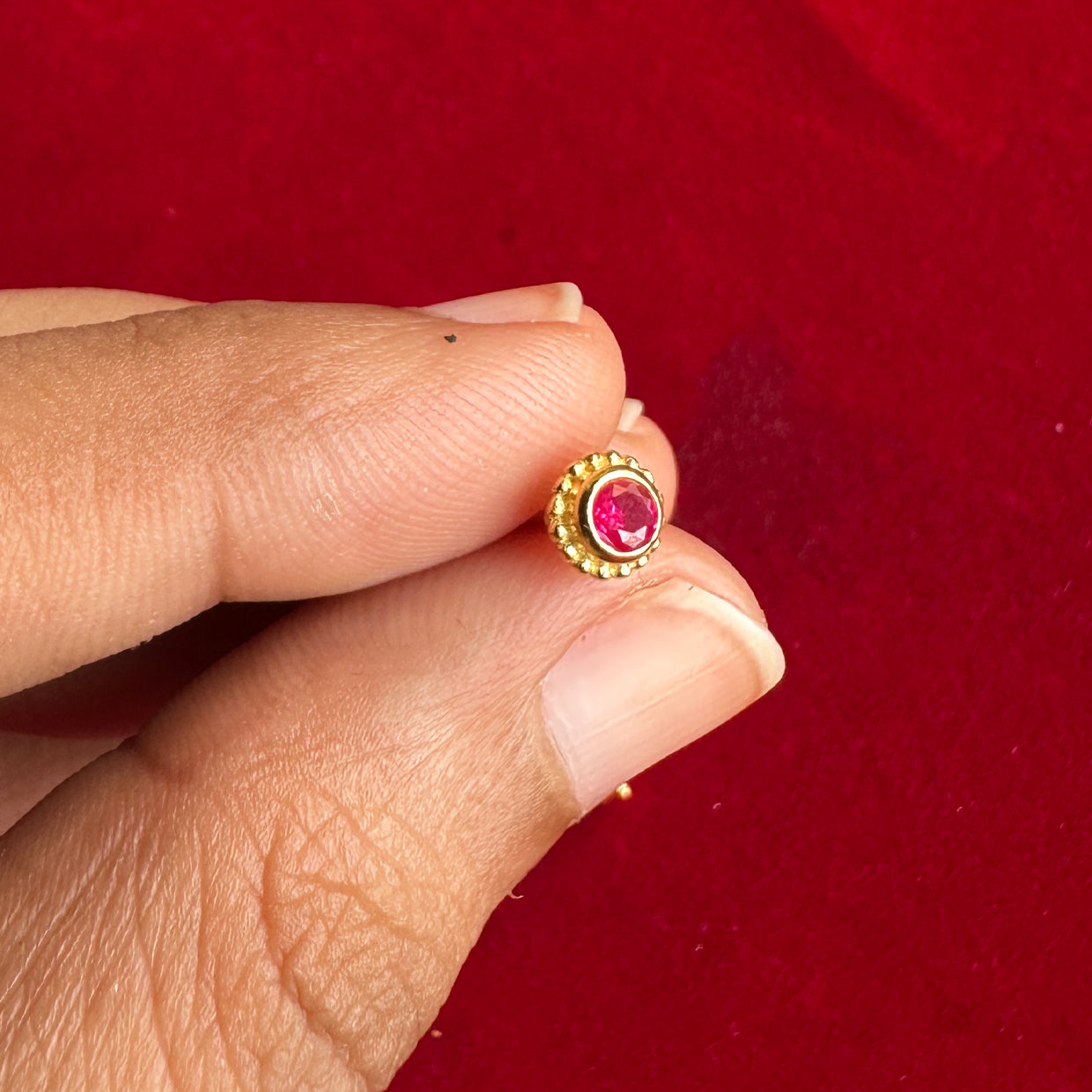 Tarini Red Stone Studs