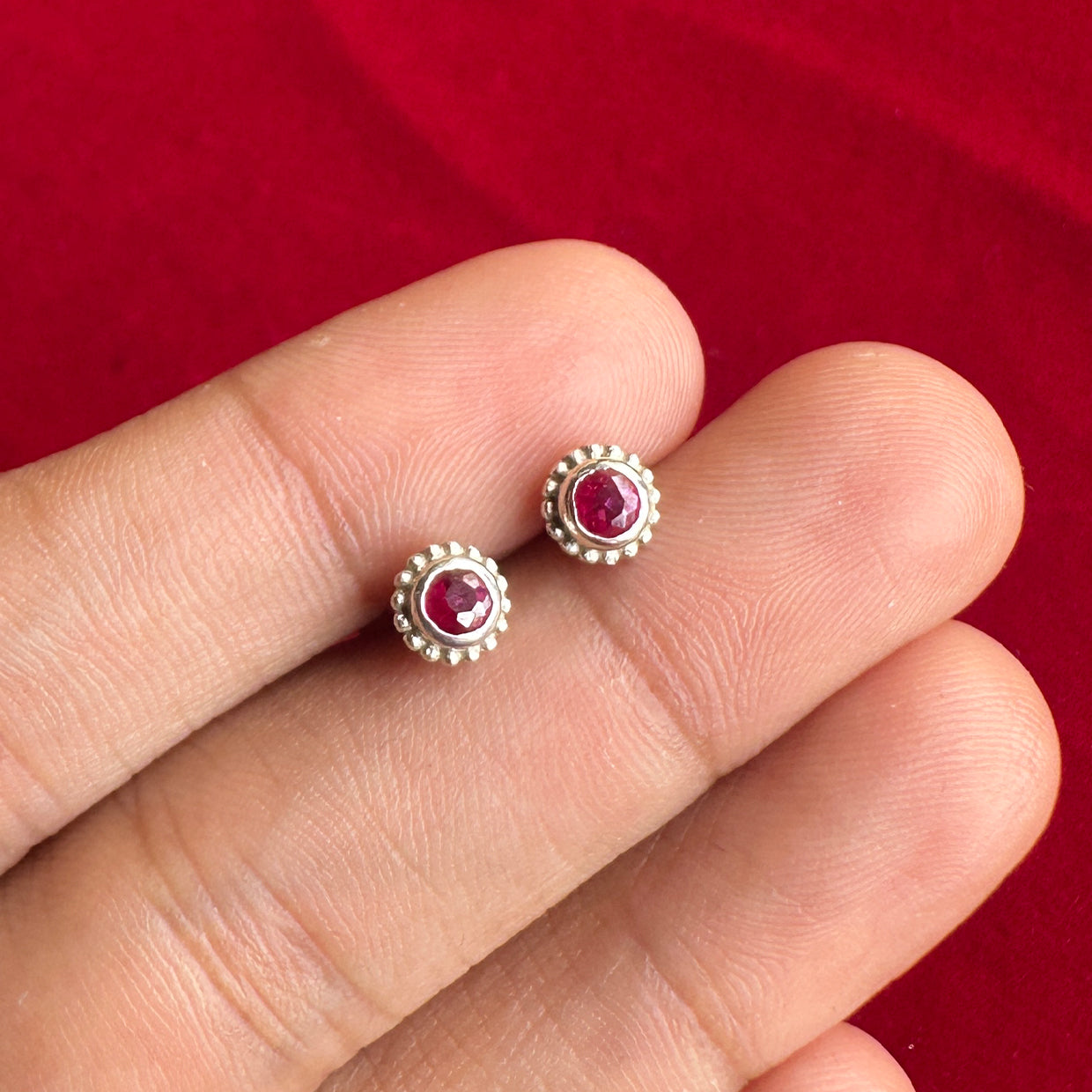 Tarini Red Stone Studs